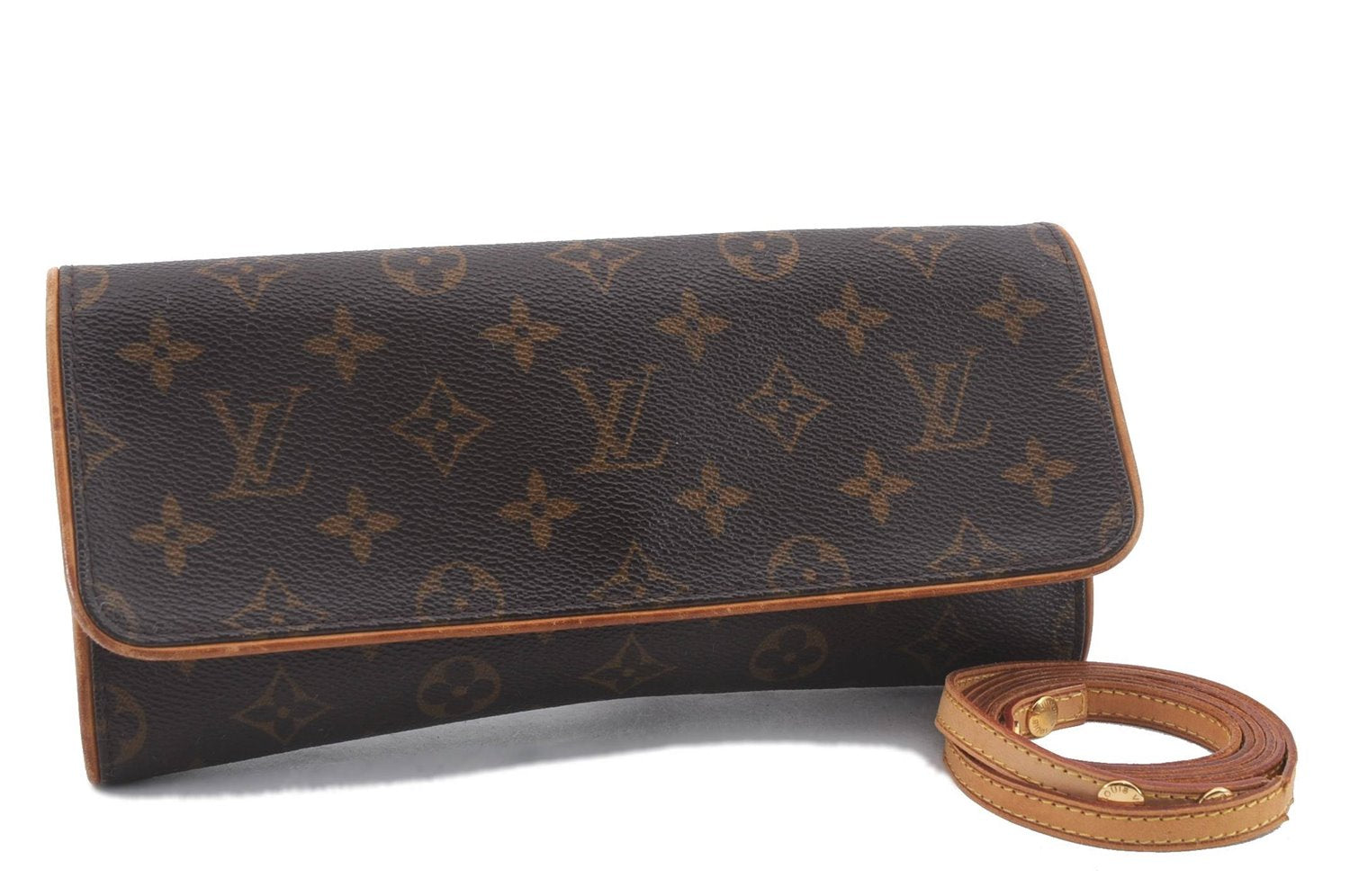 Authentic Louis Vuitton Monogram Pochette Twin GM Shoulder Bag M51852 LV 0962D