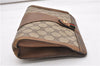 Authentic GUCCI Web Sherry Line Clutch Hand Bag Purse GG PVC Leather Brown 0963G
