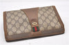 Authentic GUCCI Web Sherry Line Clutch Hand Bag Purse GG PVC Leather Brown 0963G