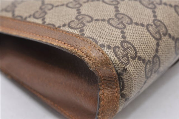 Authentic GUCCI Web Sherry Line Clutch Hand Bag Purse GG PVC Leather Brown 0963G