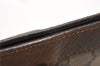 Authentic GUCCI Web Sherry Line Clutch Hand Bag Purse GG PVC Leather Brown 0963G