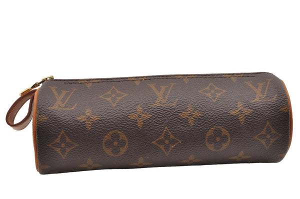 Authentic Louis Vuitton Monogram Trousse Ronde Pen Case Pouch M47630 Junk 0964I