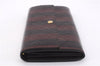 Auth Louis Vuitton Vernis Rayures Portefeuille Sarah Wallet Wine Red Box 0965F