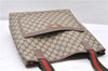 Authentic GUCCI Web Sherry Line Shoulder Tote Bag GG PVC Leather Brown 0965G
