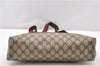 Authentic GUCCI Web Sherry Line Shoulder Tote Bag GG PVC Leather Brown 0965G