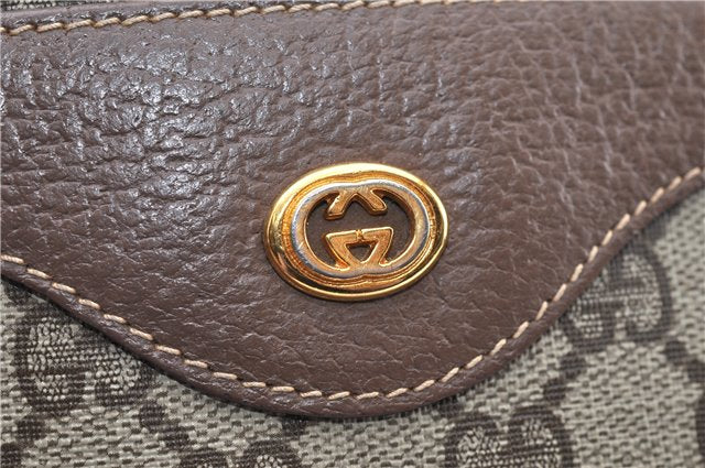 Authentic GUCCI Web Sherry Line Shoulder Tote Bag GG PVC Leather Brown 0965G