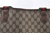Authentic GUCCI Web Sherry Line Shoulder Tote Bag GG PVC Leather Brown 0965G
