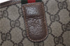 Authentic GUCCI Web Sherry Line Shoulder Tote Bag GG PVC Leather Brown 0965G