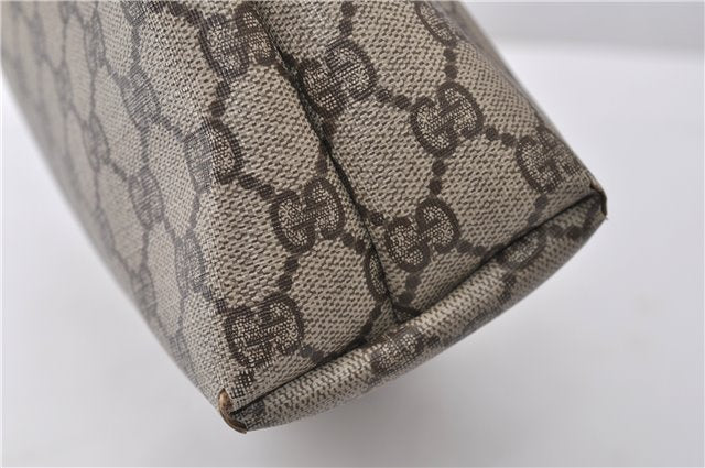 Authentic GUCCI Web Sherry Line Shoulder Tote Bag GG PVC Leather Brown 0965G