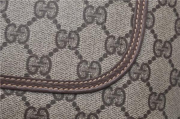 Authentic GUCCI Web Sherry Line Shoulder Tote Bag GG PVC Leather Brown 0965G