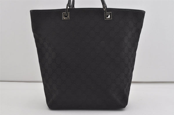 Authentic GUCCI Vintage Shoulder Tote Bag GG Canvas Leather 31243 Black 0965I