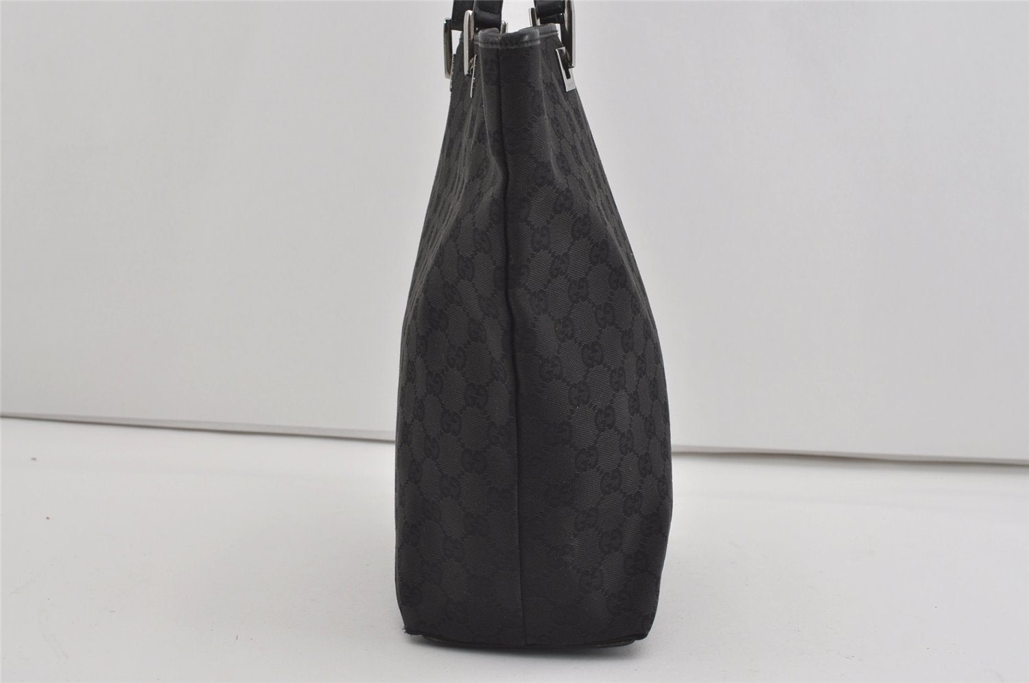 Authentic GUCCI Vintage Shoulder Tote Bag GG Canvas Leather 31243 Black 0965I