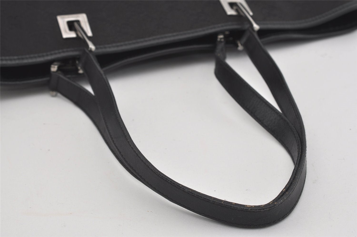 Authentic GUCCI Vintage Shoulder Tote Bag GG Canvas Leather 31243 Black 0965I