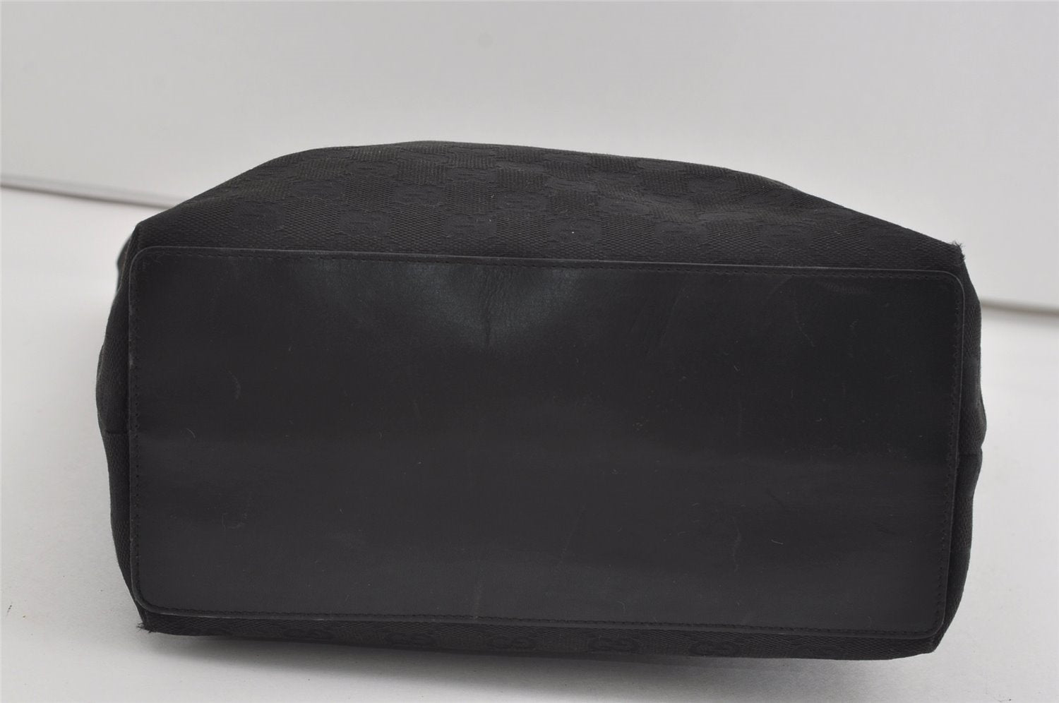 Authentic GUCCI Vintage Shoulder Tote Bag GG Canvas Leather 31243 Black 0965I