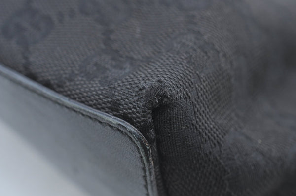 Authentic GUCCI Vintage Shoulder Tote Bag GG Canvas Leather 31243 Black 0965I