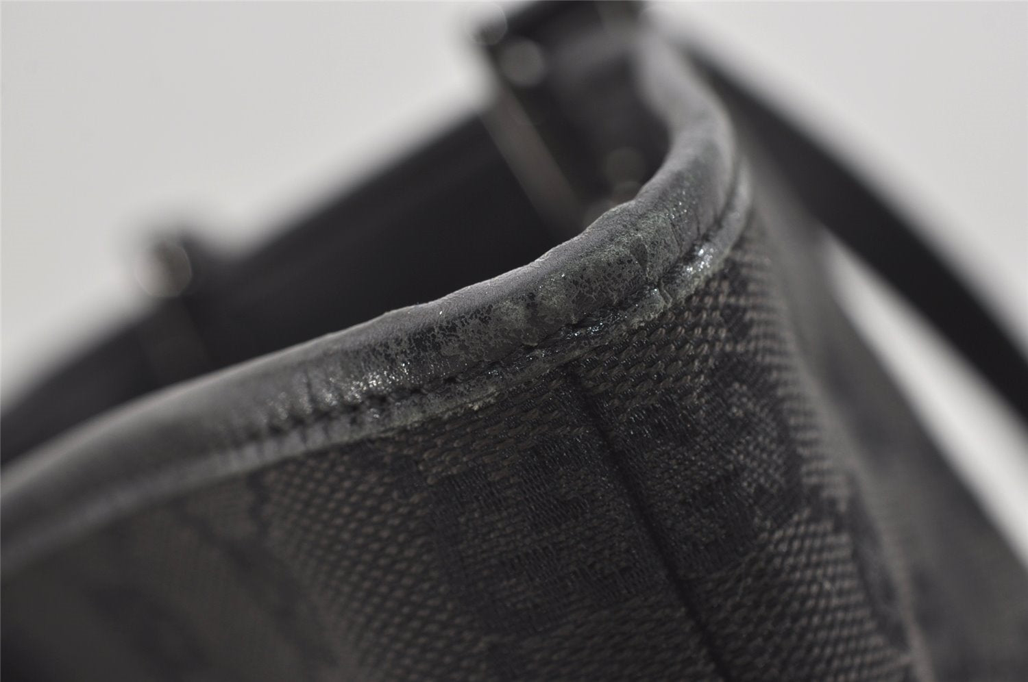 Authentic GUCCI Vintage Shoulder Tote Bag GG Canvas Leather 31243 Black 0965I