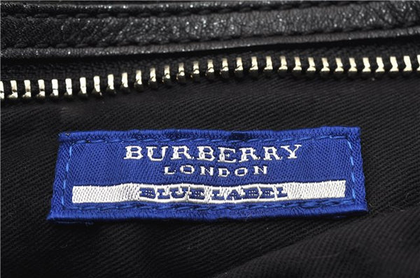 Auth BURBERRY BLUE LABEL Reversible Shoulder Tote Bag Canvas Leather Black 0966G