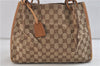 Authentic GUCCI Shoulder Hand Bag GG Canvas Leather 101919 Brown 0967D