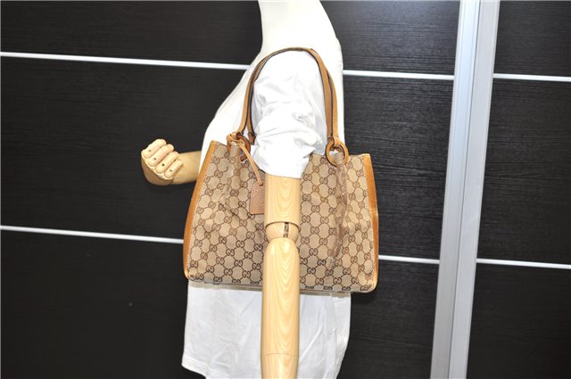 Authentic GUCCI Shoulder Hand Bag GG Canvas Leather 101919 Brown 0967D