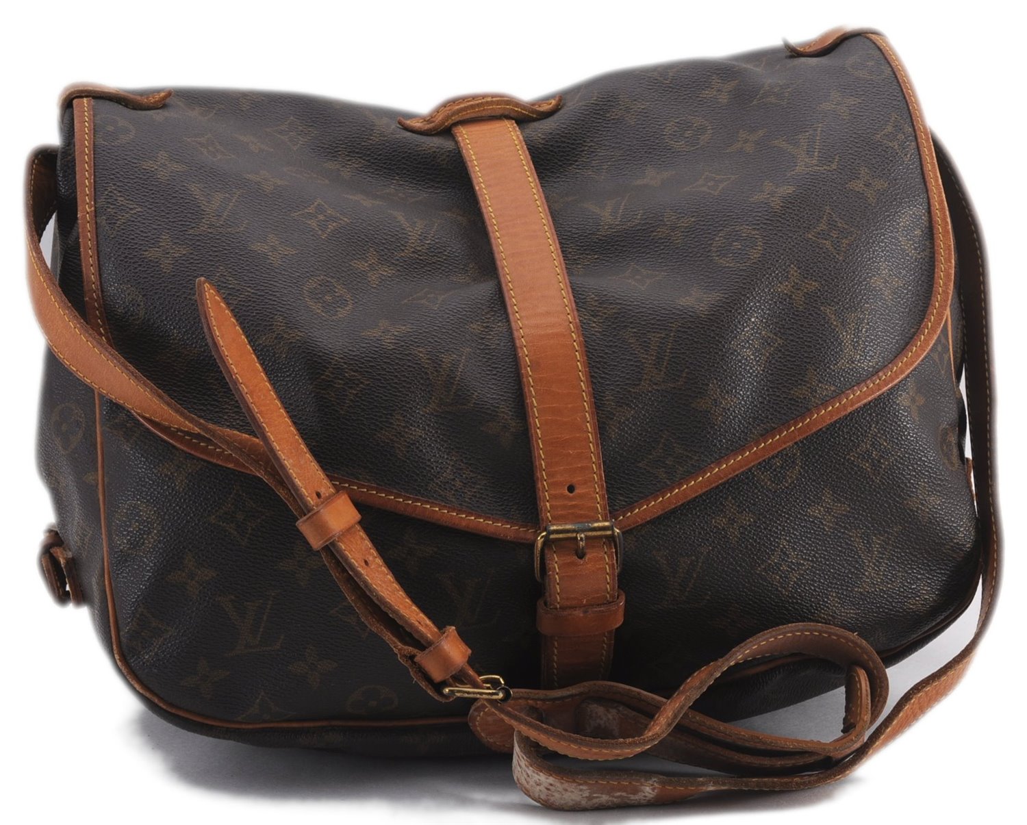 Authentic Louis Vuitton Monogram Saumur 35 Shoulder Cross Bag M42254 LV 0968F