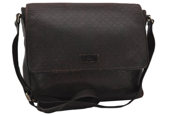 Authentic GUCCI Diamante Shoulder Cross Body Bag PVC Leather 223665 Brown 0968G