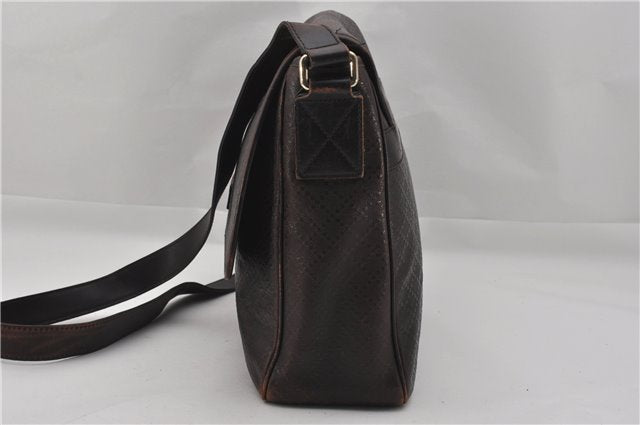 Authentic GUCCI Diamante Shoulder Cross Body Bag PVC Leather 223665 Brown 0968G