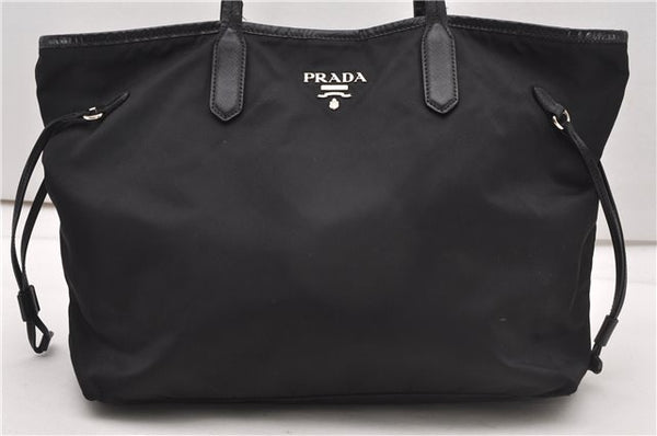Authentic PRADA TESSUTO SAFFIANO Nylon Leather Tote Bag BR3924 Black 0970G