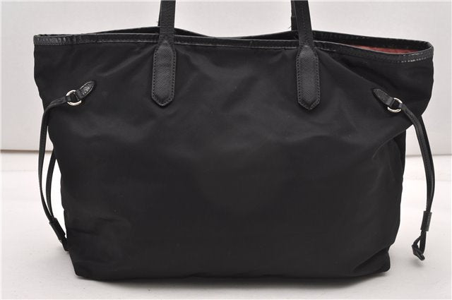 Authentic PRADA TESSUTO SAFFIANO Nylon Leather Tote Bag BR3924 Black 0970G