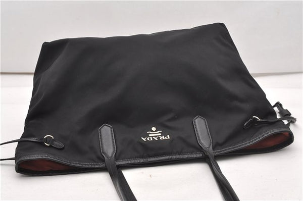 Authentic PRADA TESSUTO SAFFIANO Nylon Leather Tote Bag BR3924 Black 0970G