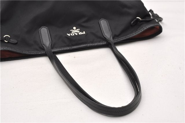 Authentic PRADA TESSUTO SAFFIANO Nylon Leather Tote Bag BR3924 Black 0970G