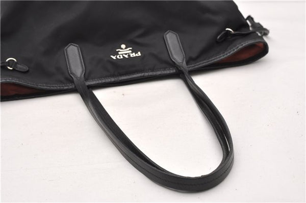 Authentic PRADA TESSUTO SAFFIANO Nylon Leather Tote Bag BR3924 Black 0970G