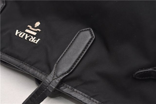 Authentic PRADA TESSUTO SAFFIANO Nylon Leather Tote Bag BR3924 Black 0970G