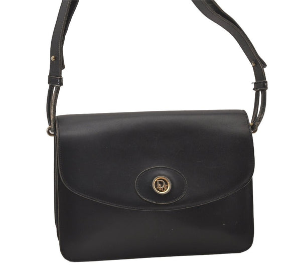 Authentic Christian Dior Shoulder Cross Body Bag Purse Leather Black CD 0970I