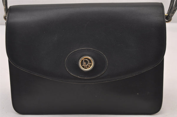 Authentic Christian Dior Shoulder Cross Body Bag Purse Leather Black CD 0970I