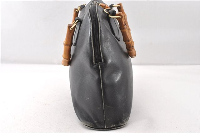 Authentic GUCCI Bamboo 2way Shoulder Hand Bag Leather 0000289 Black Junk 0973G