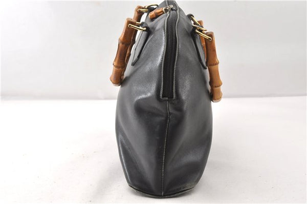 Authentic GUCCI Bamboo 2way Shoulder Hand Bag Leather 0000289 Black Junk 0973G