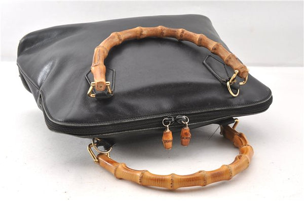 Authentic GUCCI Bamboo 2way Shoulder Hand Bag Leather 0000289 Black Junk 0973G