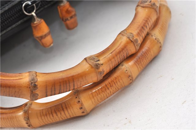 Authentic GUCCI Bamboo 2way Shoulder Hand Bag Leather 0000289 Black Junk 0973G