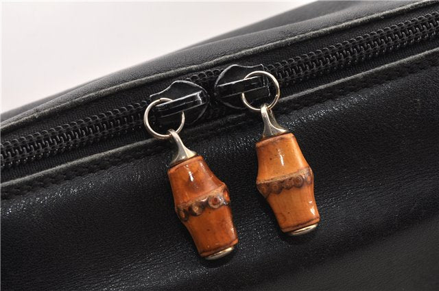 Authentic GUCCI Bamboo 2way Shoulder Hand Bag Leather 0000289 Black Junk 0973G