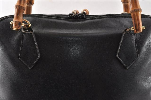 Authentic GUCCI Bamboo 2way Shoulder Hand Bag Leather 0000289 Black Junk 0973G
