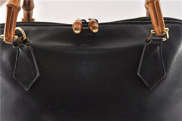 Authentic GUCCI Bamboo 2way Shoulder Hand Bag Leather 0000289 Black Junk 0973G