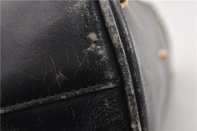 Authentic GUCCI Bamboo 2way Shoulder Hand Bag Leather 0000289 Black Junk 0973G