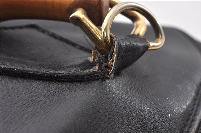 Authentic GUCCI Bamboo 2way Shoulder Hand Bag Leather 0000289 Black Junk 0973G