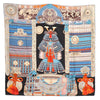 Authentic HERMES Carre 90 Scarf "Parures de Samourais" Silk Blue Black Box 0973I