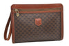 Authentic CELINE Macadam Blason Pattern Clutch Hand Bag PVC Leather Brown 0976G
