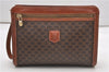 Authentic CELINE Macadam Blason Pattern Clutch Hand Bag PVC Leather Brown 0976G
