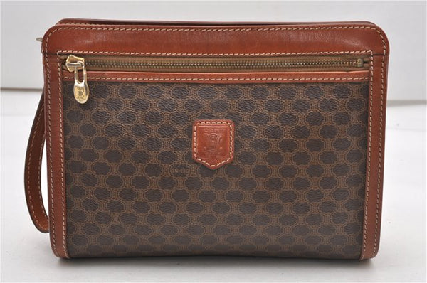 Authentic CELINE Macadam Blason Pattern Clutch Hand Bag PVC Leather Brown 0976G