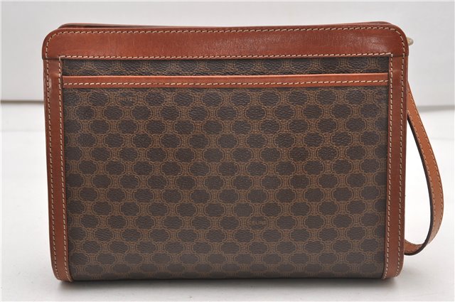 Authentic CELINE Macadam Blason Pattern Clutch Hand Bag PVC Leather Brown 0976G