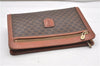 Authentic CELINE Macadam Blason Pattern Clutch Hand Bag PVC Leather Brown 0976G