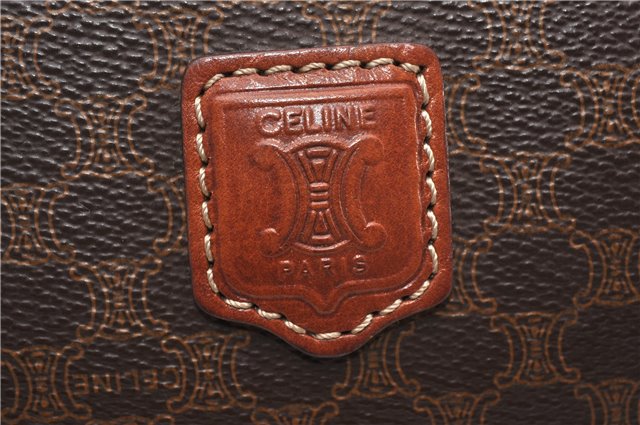 Authentic CELINE Macadam Blason Pattern Clutch Hand Bag PVC Leather Brown 0976G